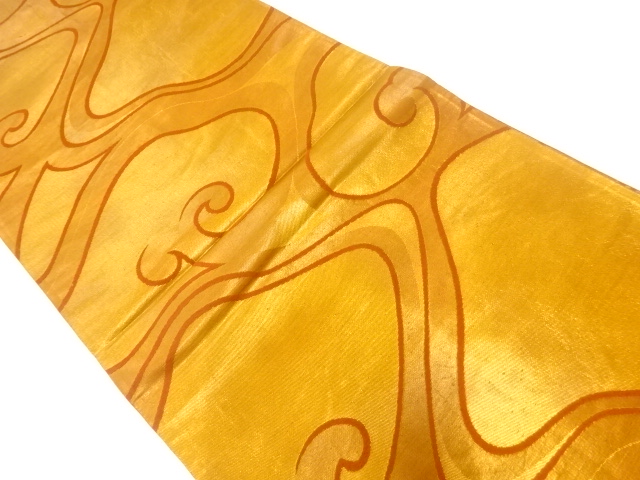 JAPANESE KIMONO / ANTIQUE FUKURO OBI / SILK / WOVEN ARABESQUE